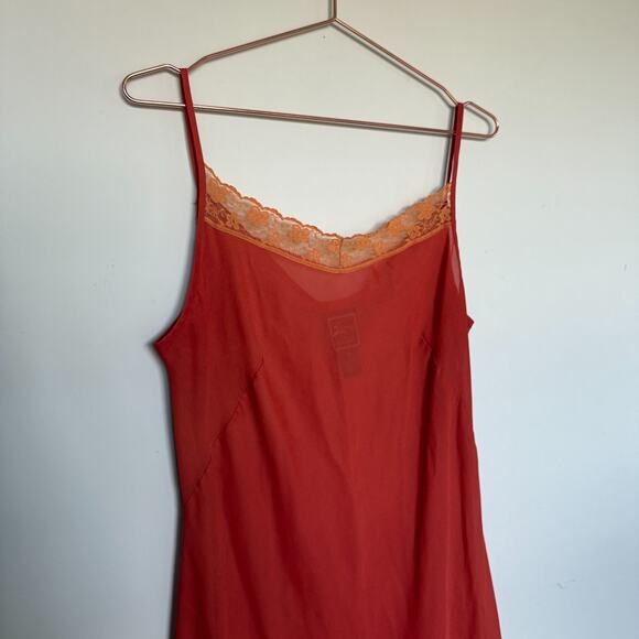 Lennie New York Womens Lace Trim Slip Dress 16 Orange Romantic Y2K Lingeriecore - Picture 3 of 6